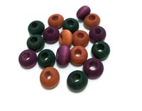 Image 2 of 18pc FALL LEAVES 14MM Donut Shaped Wooden Bead/Large Hole Round Bead/Hand Dyed/Center Drilled/DIY Je