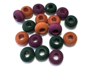 Image 4 of 18pc FALL LEAVES 14MM Donut Shaped Wooden Bead/Large Hole Round Bead/Hand Dyed/Center Drilled/DIY Je