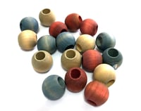 Image 1 of 18pc TIKI LOUNGE 14mm Round Shaped/Large Hole/Wooden Beads/Square Bead/Hand Dyed/DIY Jewelry Beads/M