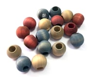 Image 2 of 18pc TIKI LOUNGE 14mm Round Shaped/Large Hole/Wooden Beads/Square Bead/Hand Dyed/DIY Jewelry Beads/M