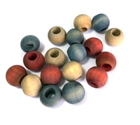 Image 4 of 18pc TIKI LOUNGE 14mm Round Shaped/Large Hole/Wooden Beads/Square Bead/Hand Dyed/DIY Jewelry Beads/M