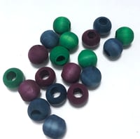 Image 2 of 18pc ROYAL PEACOCK 14mm Round Shaped/Large Hole/Wooden Beads/Square Bead/Hand Dyed/DIY Jewelry Beads