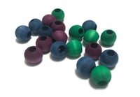 Image 1 of 18pc ROYAL PEACOCK 14mm Round Shaped/Large Hole/Wooden Beads/Square Bead/Hand Dyed/DIY Jewelry Beads