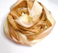 Image 2 of Ready To Ship! 10YD. PRALINE HAND DYED SARI SILK RIBBON BY COLOR BURST SILK