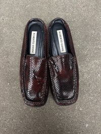 Image 3 of Vintage Brown and Black Faux Snakeskin Mules - Size US 7.5