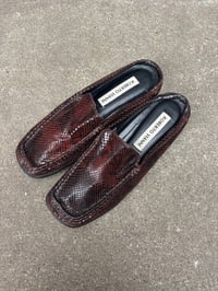 Image 4 of Vintage Brown and Black Faux Snakeskin Mules - Size US 7.5