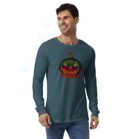 Image 6 of Long Sleeve Tee (Adult M/F) - Jack O Lantern Retro Orange Glow