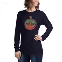 Image 7 of Long Sleeve Tee (Adult M/F) - Jack O Lantern Retro Orange Glow