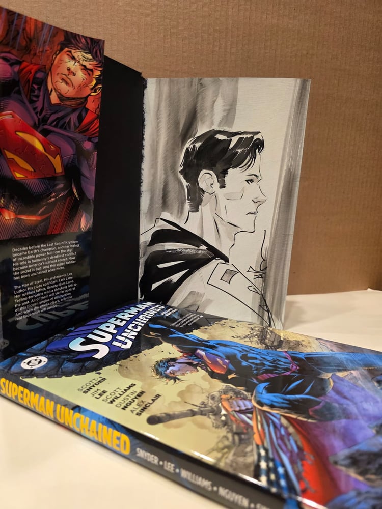 Painted Superman inside Superman Unchained Hardcover (FREE SHIPPING)