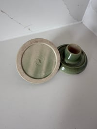 Image 2 of Pair of Green Vintage Ceramic Candle Holders