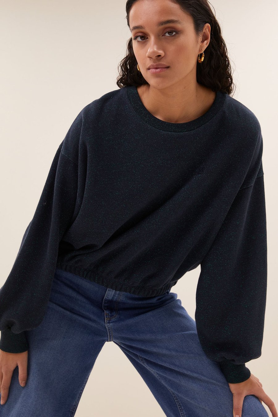 Image of 1-Jersey bodil sparkle sweater | midnight