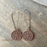 Image 3 of Viking Earrings, Norse Helm of Awe Earrings, Copper Boho Dangle Earrings, Viking Jewelry 