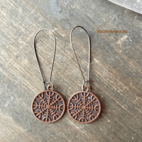 Image 2 of Viking Earrings, Norse Helm of Awe Earrings, Copper Boho Dangle Earrings, Viking Jewelry 
