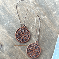 Image 4 of Viking Earrings, Norse Helm of Awe Earrings, Copper Boho Dangle Earrings, Viking Jewelry 