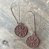 Image 5 of Viking Earrings, Norse Helm of Awe Earrings, Copper Boho Dangle Earrings, Viking Jewelry 