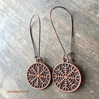 Image 1 of Viking Earrings, Norse Helm of Awe Earrings, Copper Boho Dangle Earrings, Viking Jewelry 