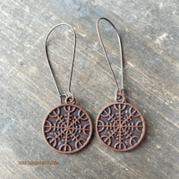 Image 6 of Viking Earrings, Norse Helm of Awe Earrings, Copper Boho Dangle Earrings, Viking Jewelry 