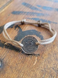 Commande sur mesure : bracelet ajustable 5 centimes plaqué argent  1988