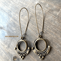Image 1 of Bronze Tribal Dot Earrings, Ethnic Boho Statement Earrings, Antiqued Bronze Jewelry