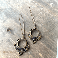 Image 5 of Bronze Tribal Dot Earrings, Ethnic Boho Statement Earrings, Antiqued Bronze Jewelry