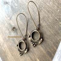 Image 7 of Bronze Tribal Dot Earrings, Ethnic Boho Statement Earrings, Antiqued Bronze Jewelry