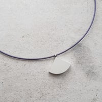 Image 4 of Small New Quarter Pendant in Wheat with Aubergine