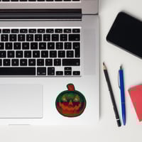 Image 3 of Stickers - Jack O Lantern Retro Orange Glow