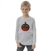 Image 3 of Youth Long Sleeve Tee - Jack O Lantern Retro Orange Glow