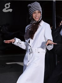 Image 8 of Code Print Striped Hooded Scarf Hat