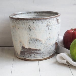 Image of Gorgeous Rustic Utensil Holder in Speckled Brown Clay and Toasted Marshmallow Glaze, Made in USA 