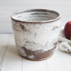Image of Gorgeous Rustic Utensil Holder in Speckled Brown Clay and Toasted Marshmallow Glaze, Made in USA 
