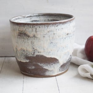Image of Gorgeous Rustic Utensil Holder in Speckled Brown Clay and Toasted Marshmallow Glaze, Made in USA 