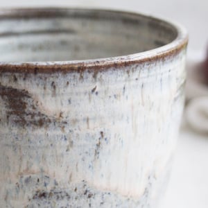 Image of Gorgeous Rustic Utensil Holder in Speckled Brown Clay and Toasted Marshmallow Glaze, Made in USA 