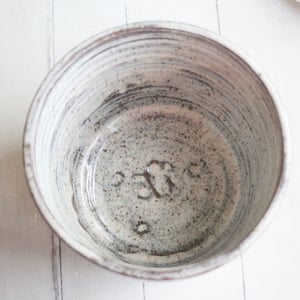 Image of Gorgeous Rustic Utensil Holder in Speckled Brown Clay and Toasted Marshmallow Glaze, Made in USA 