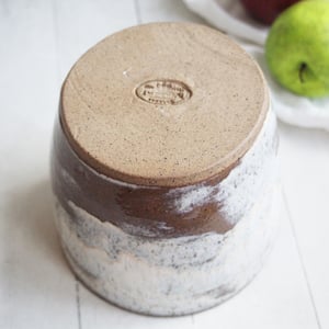 Image of Gorgeous Rustic Utensil Holder in Speckled Brown Clay and Toasted Marshmallow Glaze, Made in USA 