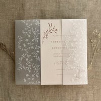 Image 2 of Dainty floral printed white translucent vellum wrap for 5x7 inches card PACK of 10