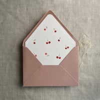 Image 3 of Sweet cherries vellum wrap for A7 card + envelope liner A7 euro flap envelope PACK of 10