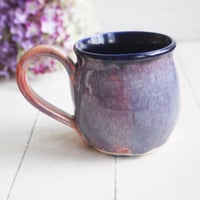 Image 2 of Beautifully Glazed Purple and Pink and Dark Blue Pottery Mug, 12 Ounce Coffee Cup, Made in USA