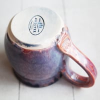 Image 11 of Beautifully Glazed Purple and Pink and Dark Blue Pottery Mug, 12 Ounce Coffee Cup, Made in USA