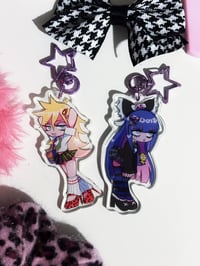 Image of panty & stocking 3in acrylic charm + big stickers