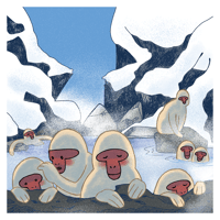 SALE! Art Print - Bathing Monkeys