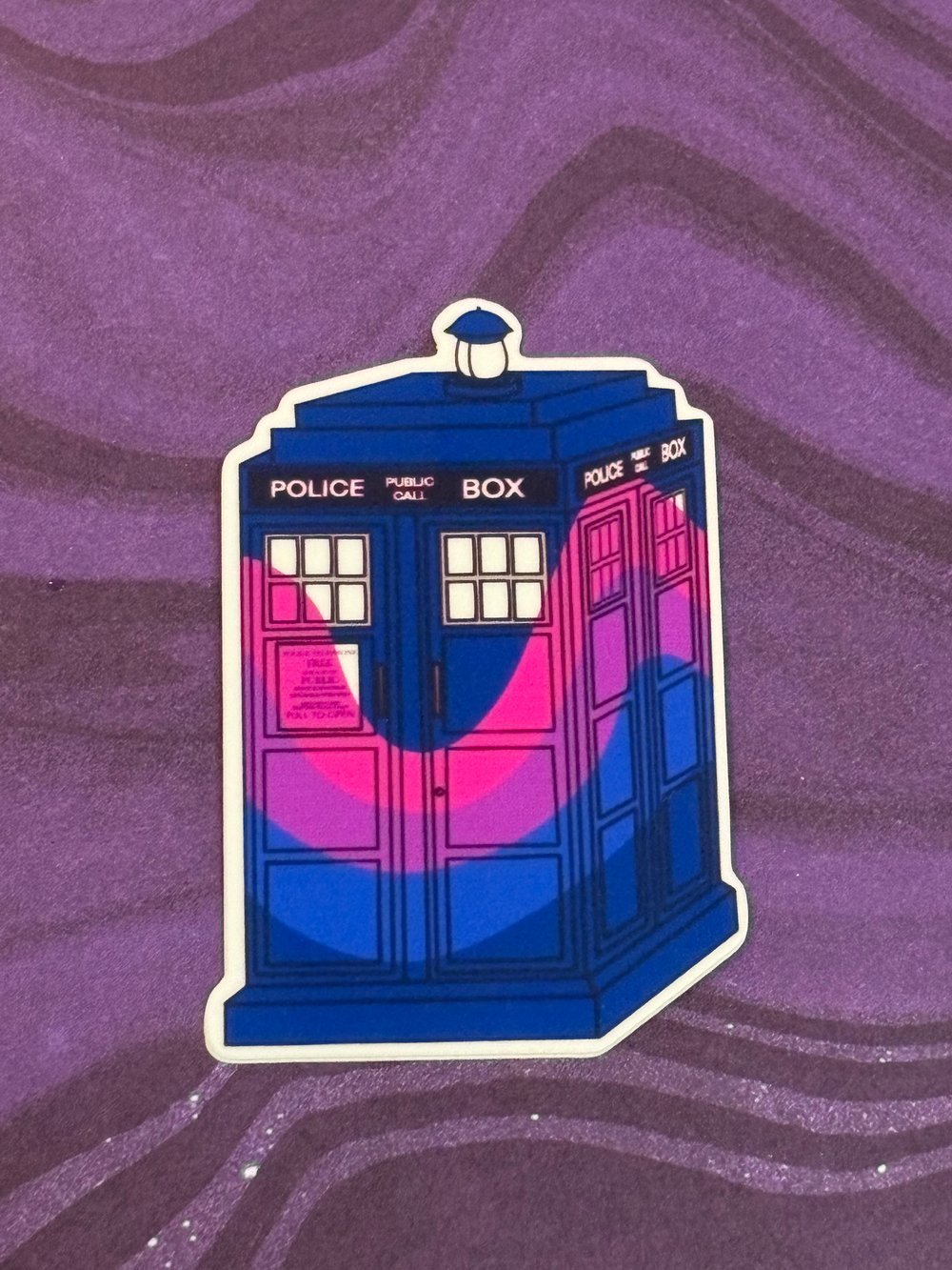 Image of Bisexual Tardis Sticker, Pride, LGBTQIA+, Dr. Who