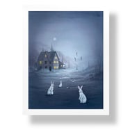 Image 1 of "Three Bunnies", small print on watercolor paper