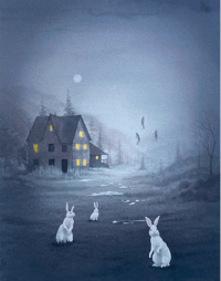 Image 2 of "Three Bunnies", small print on watercolor paper