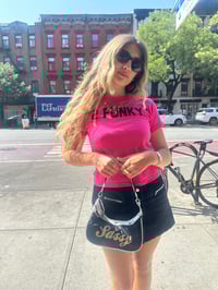 Image 2 of 2 Funky Tee - Fuschia with Black Flock 🩷🖤