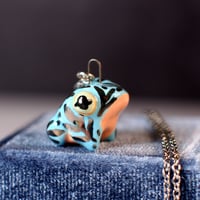 Pink Belly Blue Frog Necklace