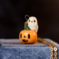 Snowy Owl Jack o' Lantern Necklace
