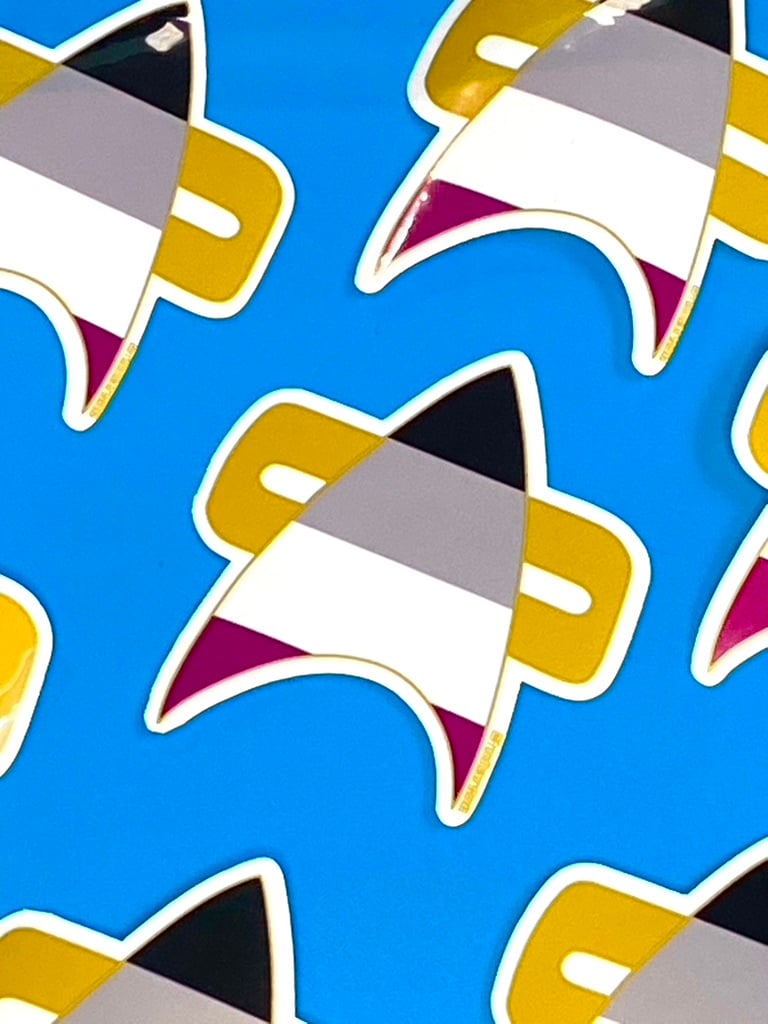 Image of Asexual Com Badge Sticker, Pride, LGBTQIA+, Star Trek Voyager, DS9