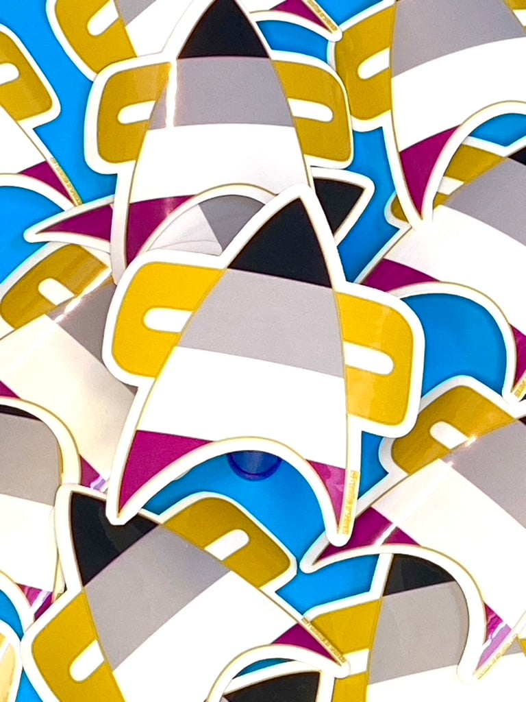 Image of Asexual Com Badge Sticker, Pride, LGBTQIA+, Star Trek Voyager, DS9