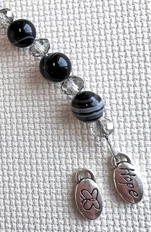 Image of Black Agate Hope or Magenta Agate Rainbow Natural Stone Scissor Fob